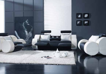 Kết hợp sofa đen, trắng cho phòng khách.